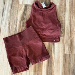Burgundy Athletic Tank and Shorts Set